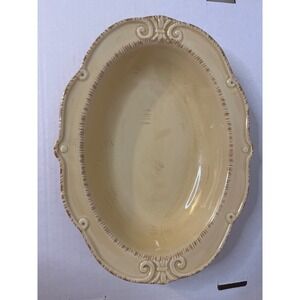 VINTAGE‎ AUVIGNON RETIRED Yellow Oval Embossed Decorative Serving Bowl